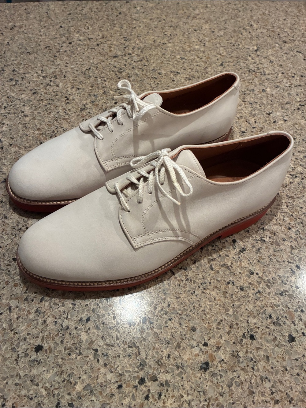 Vintage Brooks Brothers Men 9 E/C White Nubuck Suede Derby Oxford Dress Shoes